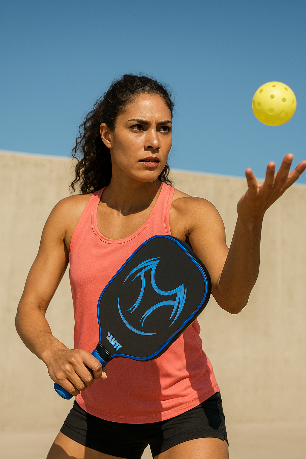 woman with pickleball paddle